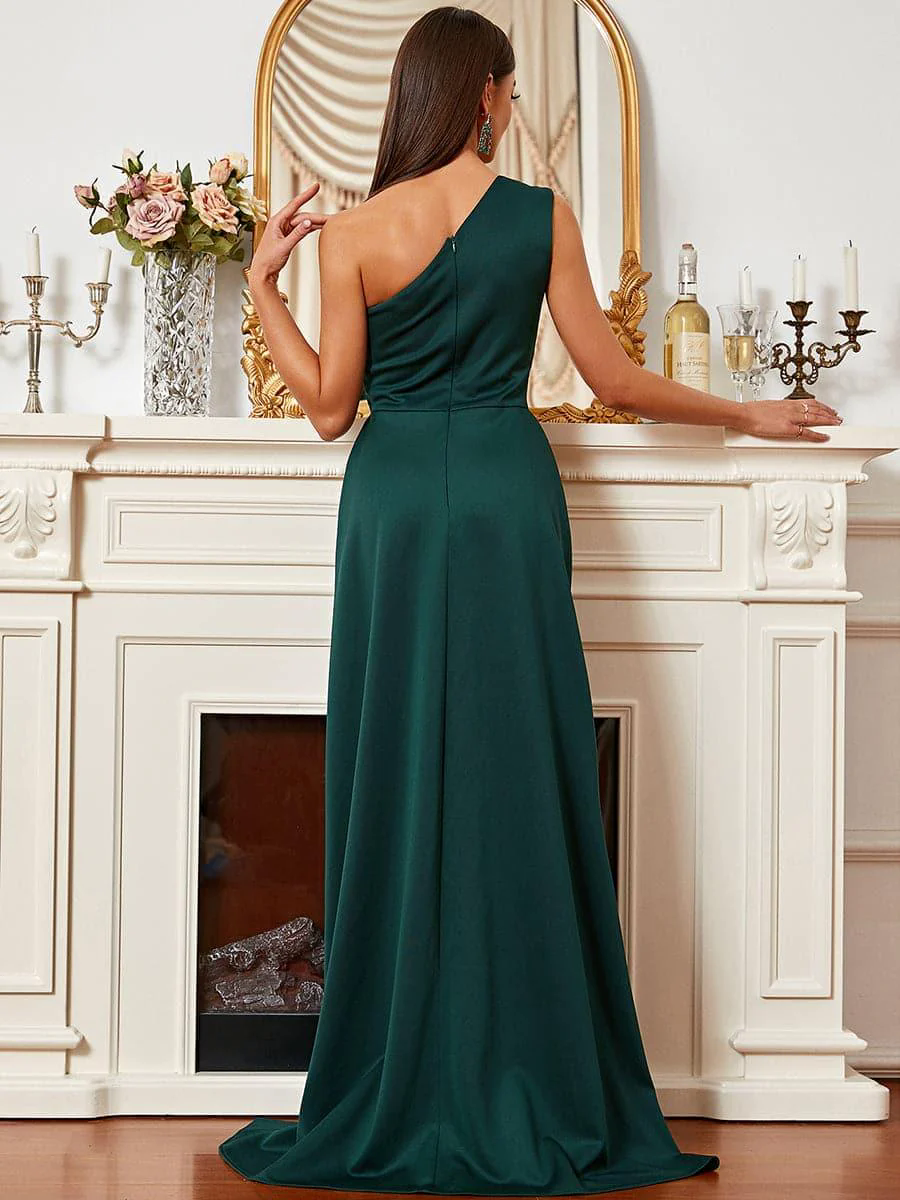 One Shoulder Green Maxi Knit Prom Dress XJ1047 One Shoulder Green Maxi Knit Prom Dress XJ1047