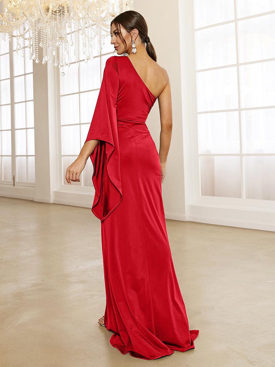 One Shoulder Split Maxi Blue Mermaid Dress XH2245 One Shoulder Split Maxi Blue Mermaid Dress XH2245