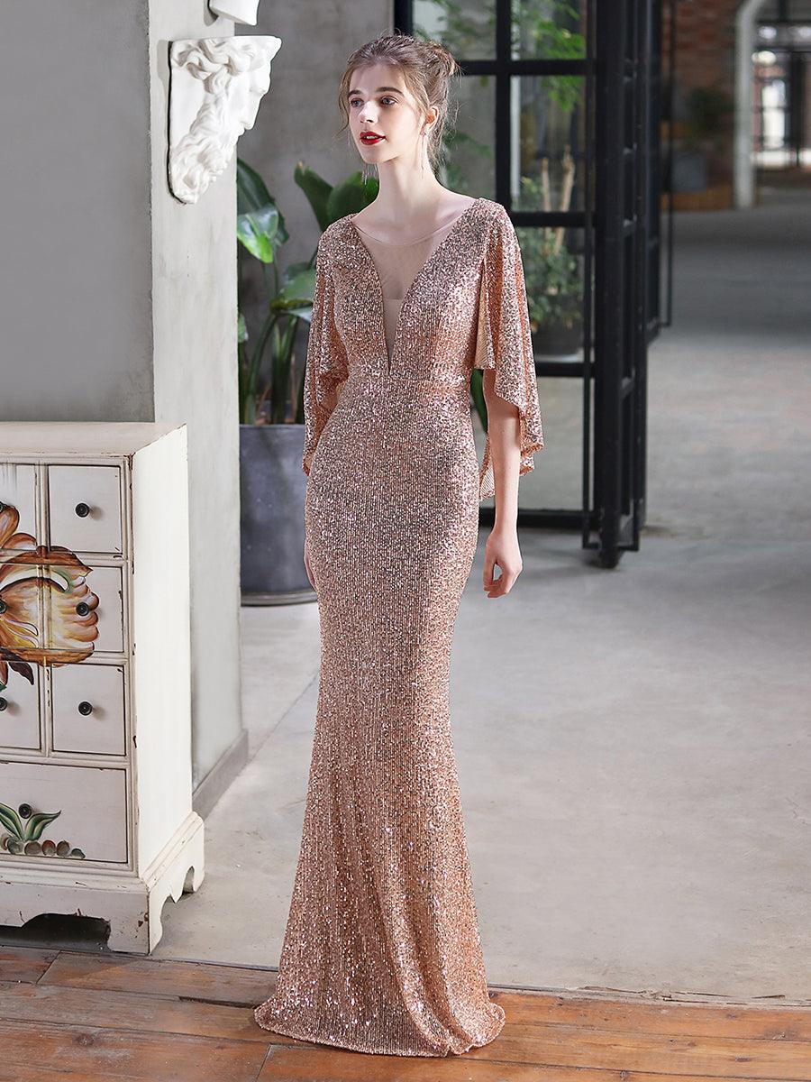 V-neck Ruffled Sequin Mermaid Prom Dress MCW1021 V-neck Ruffled Sequin Mermaid Prom Dress MCW1021