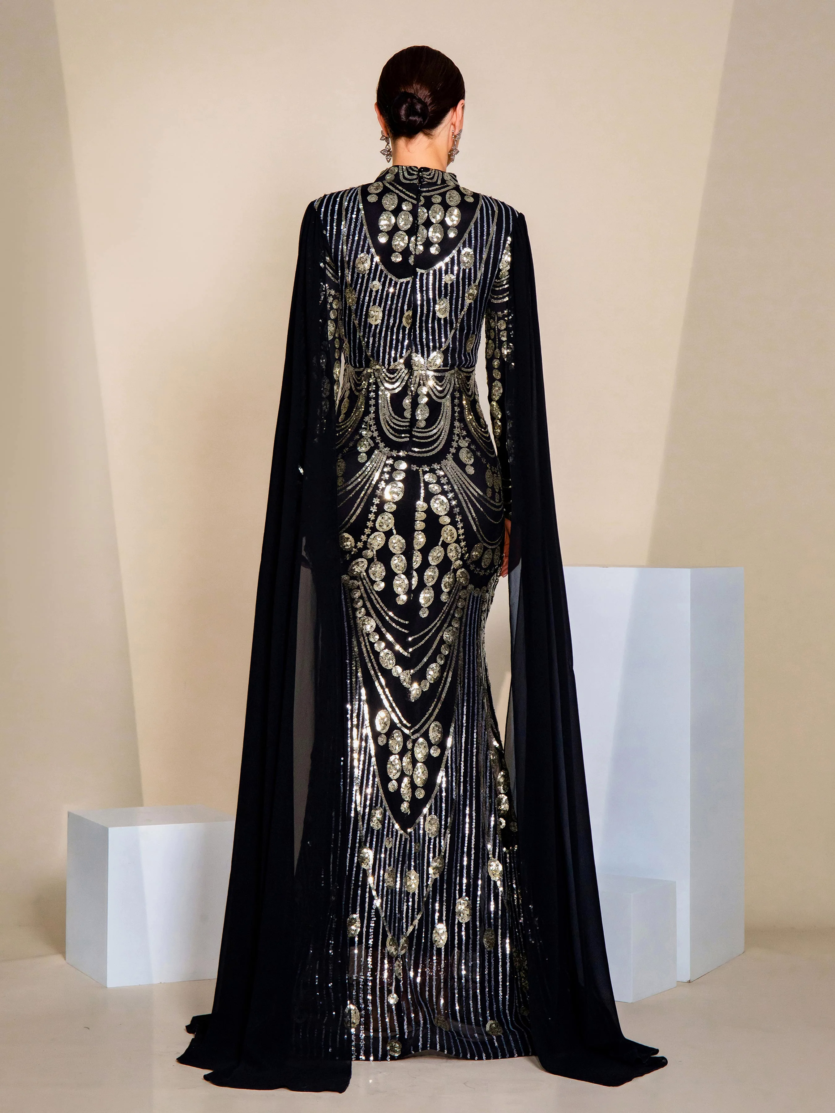 Stand Collar Full Cover Formal Dress MES00614 Stand Collar Full Cover Formal Dress MES00614