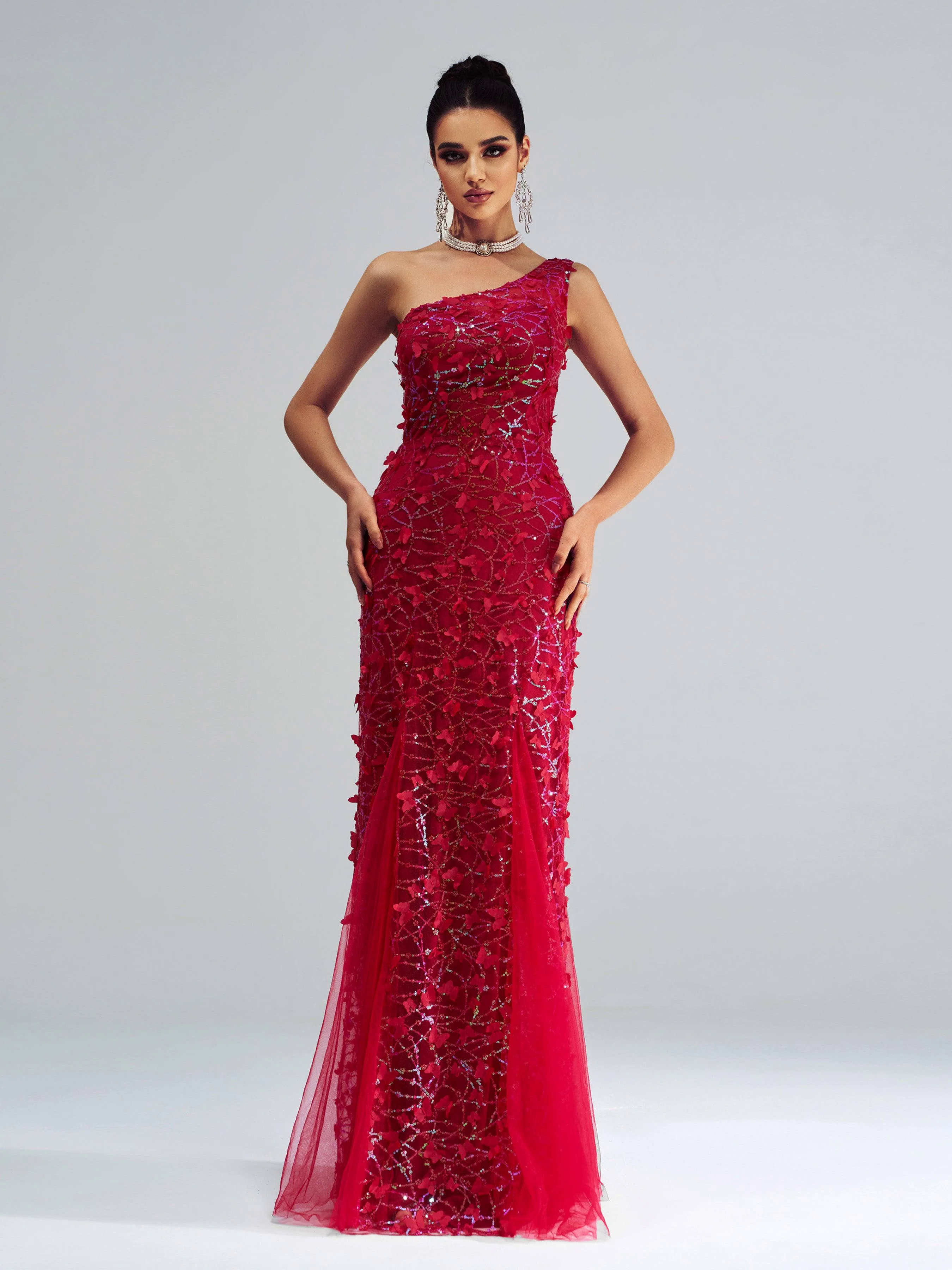 Butterfly Off Shoulder Sequin Mermaid Dress RH30893 Butterfly Off Shoulder Sequin Mermaid Dress RH30893