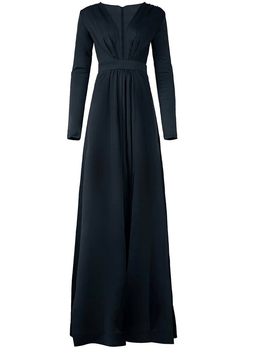 V-neck Long Sleeve Split Maxi Dress XH1221 V-neck Long Sleeve Split Maxi Dress XH1221