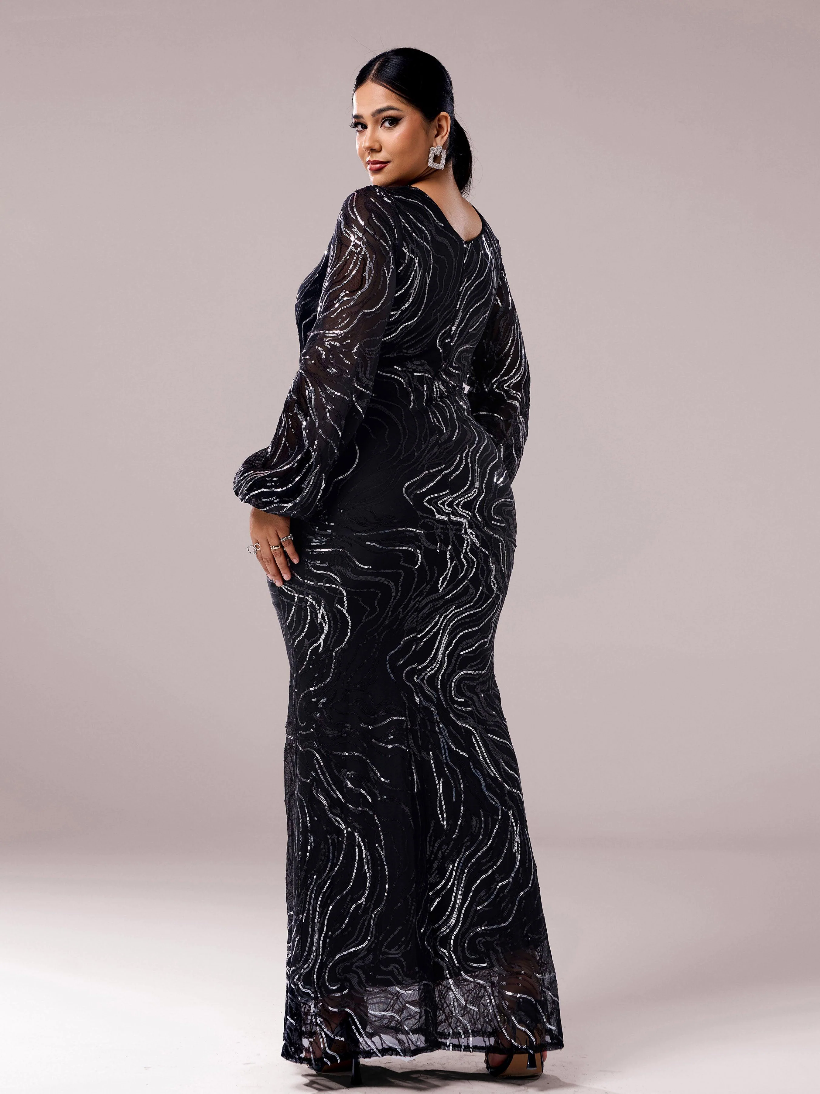 Plus Size Long Sleeve Sequin Prom Dress PXJ1500 Plus Size Long Sleeve Sequin Prom Dress PXJ1500