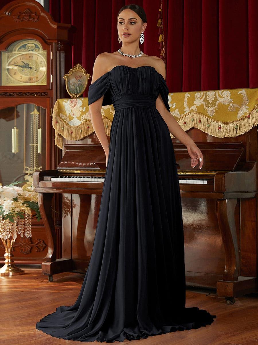 Off Shoulder Ruched Evening Dress RJ10007 Off Shoulder Ruched Evening Dress RJ10007