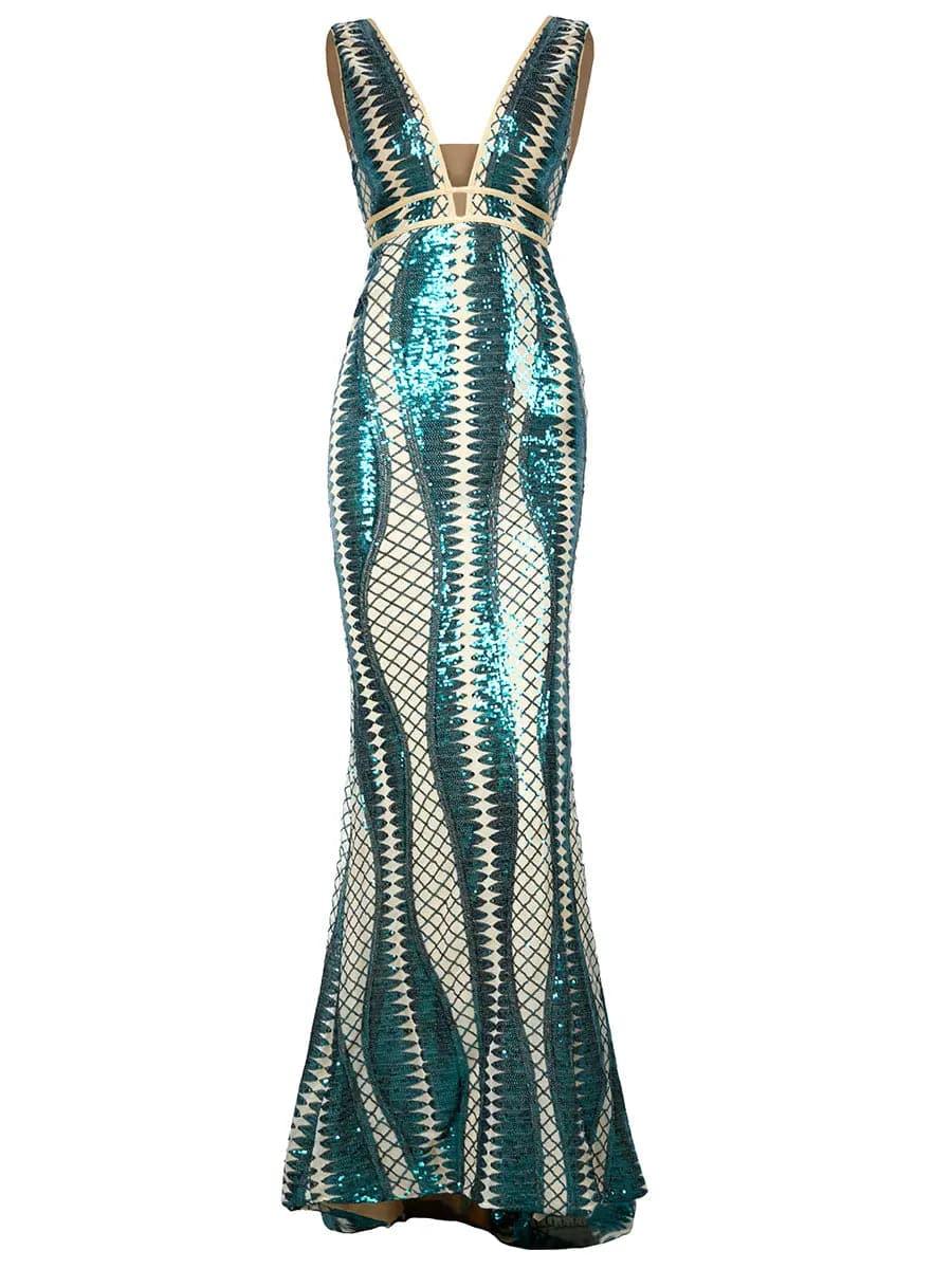 Plunge Mermaid Evening Dress M0449 Plunge Mermaid Evening Dress M0449