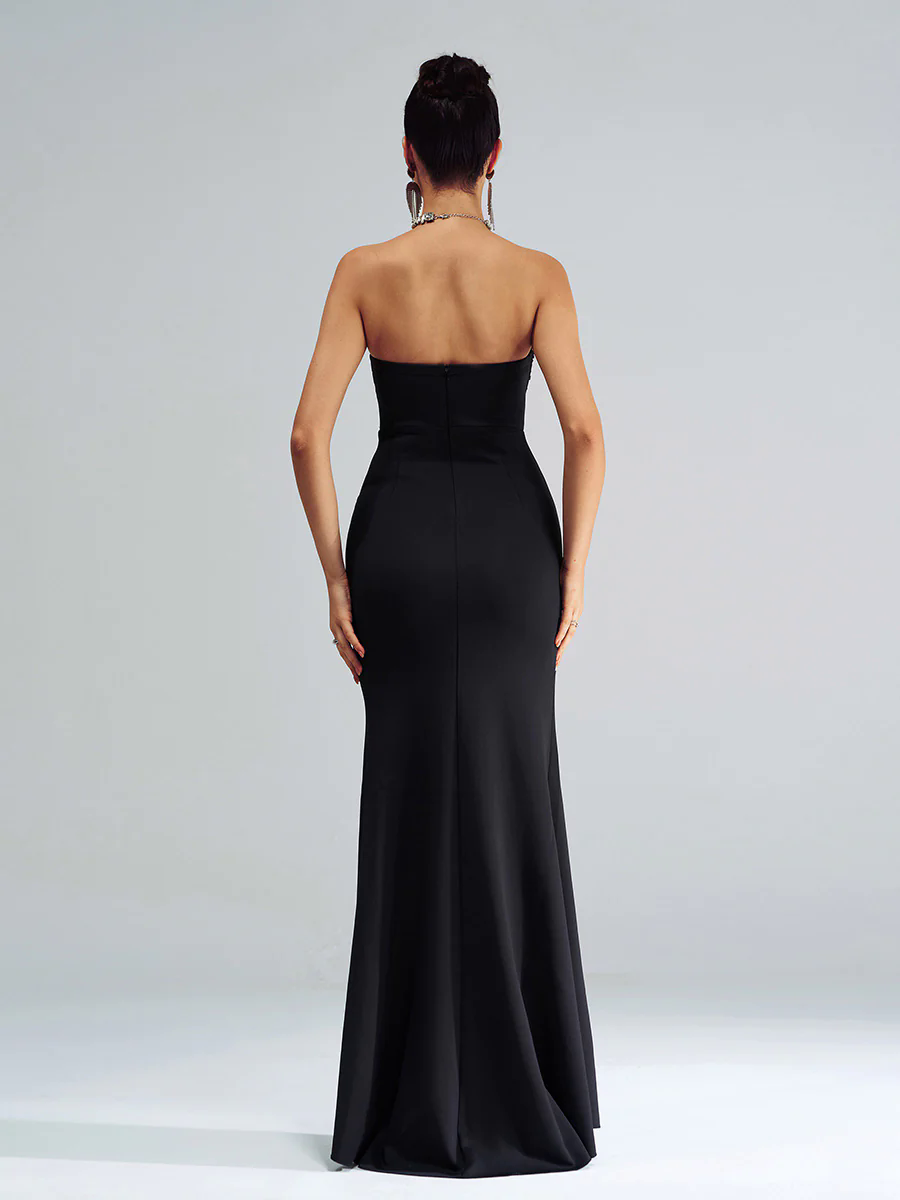 Strapless Corset Panel Split Cocktail Dress GM90151 Strapless Corset Panel Split Cocktail Dress GM90151