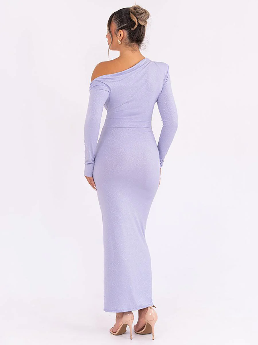 Slash Neck Solid Ruched Knot Prom Dress MYC2023 Slash Neck Solid Ruched Knot Prom Dress MYC2023