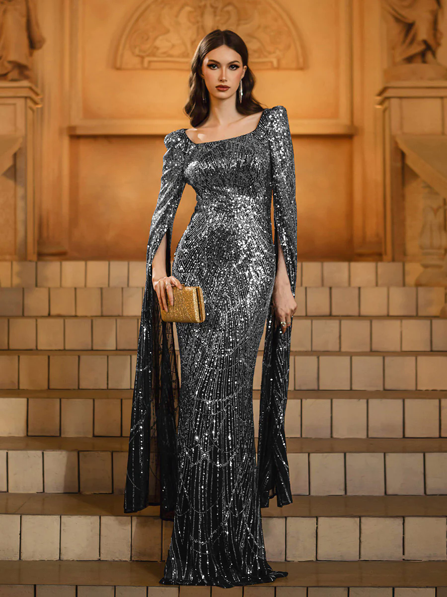 Silver Shimmer High Waist Formal Dress GM00700 Silver Shimmer High Waist Formal Dress GM00700