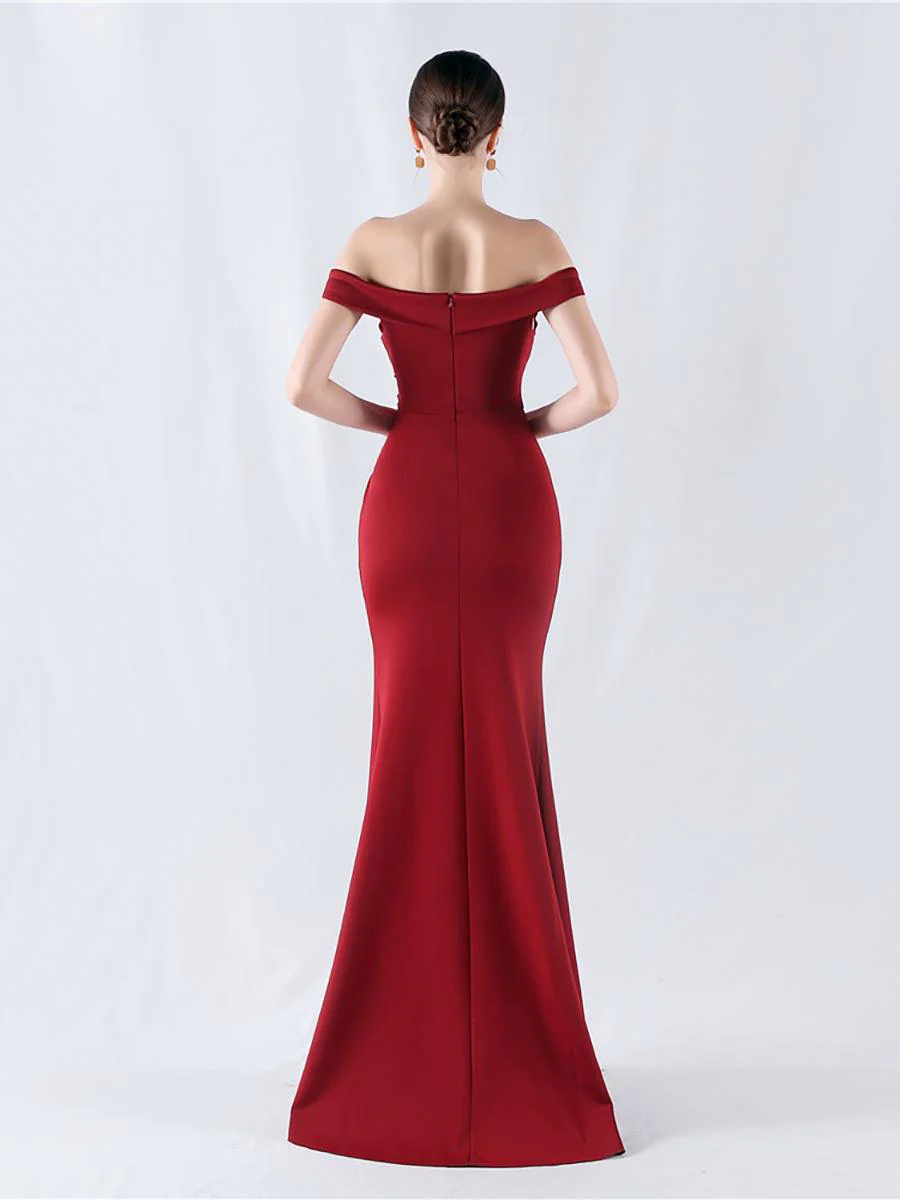 Off Shoulder Ruched Split Prom Dress MYN1003 Off Shoulder Ruched Split Prom Dress MYN1003