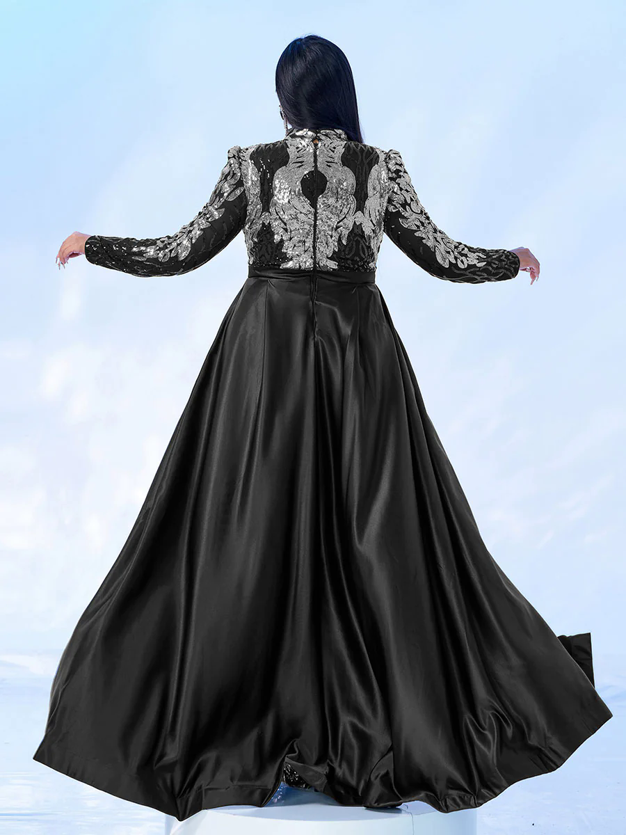 Plus Size Long Sleeve Sequin Prom Dress PMES00579 Plus Size Long Sleeve Sequin Prom Dress PMES00579