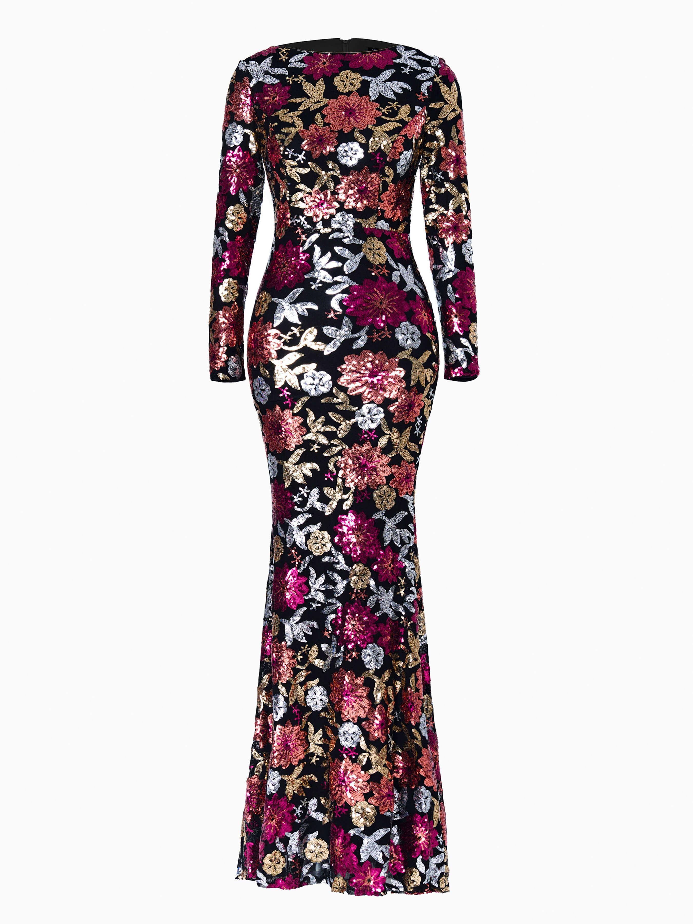 Crew Neck Floral Sequin Dress RJ10987 Crew Neck Floral Sequin Dress RJ10987