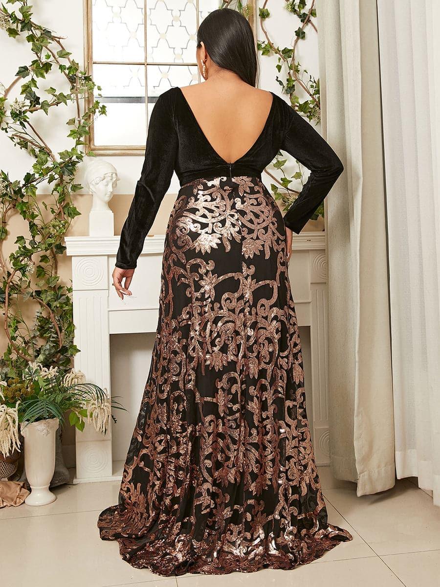 Plus Deep V Neck Backless Black Prom Dress PXJ1678 Plus Deep V Neck Backless Black Prom Dress PXJ1678