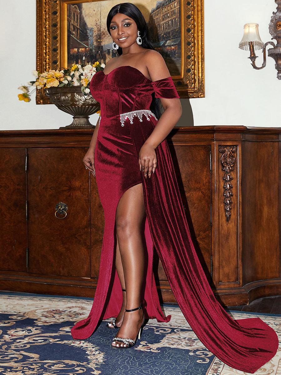 Plus Size Maxi Velvet Black Dress PXH1779 Plus Size Maxi Velvet Black Dress PXH1779