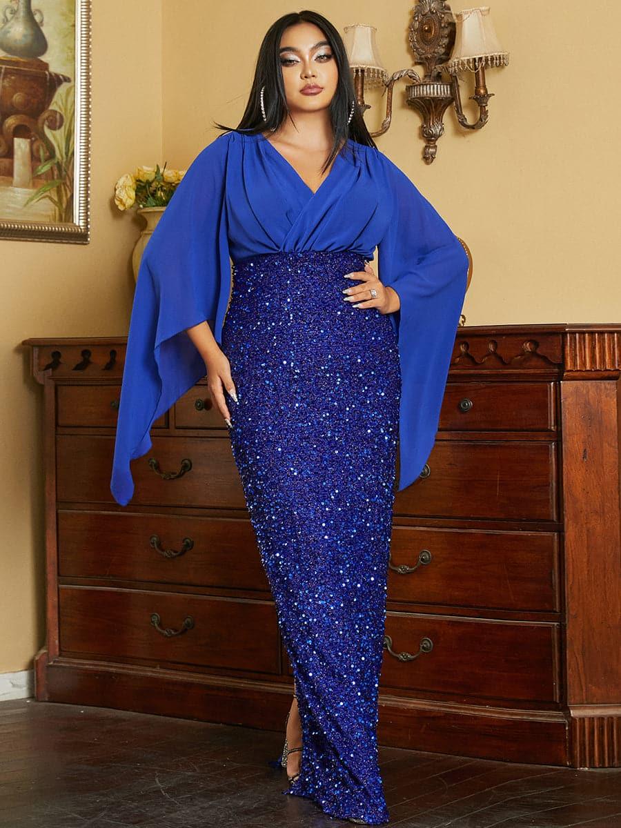 Plus Cross Cover Top Sequin Prom Dress PXH2139 Plus Cross Cover Top Sequin Prom Dress PXH2139