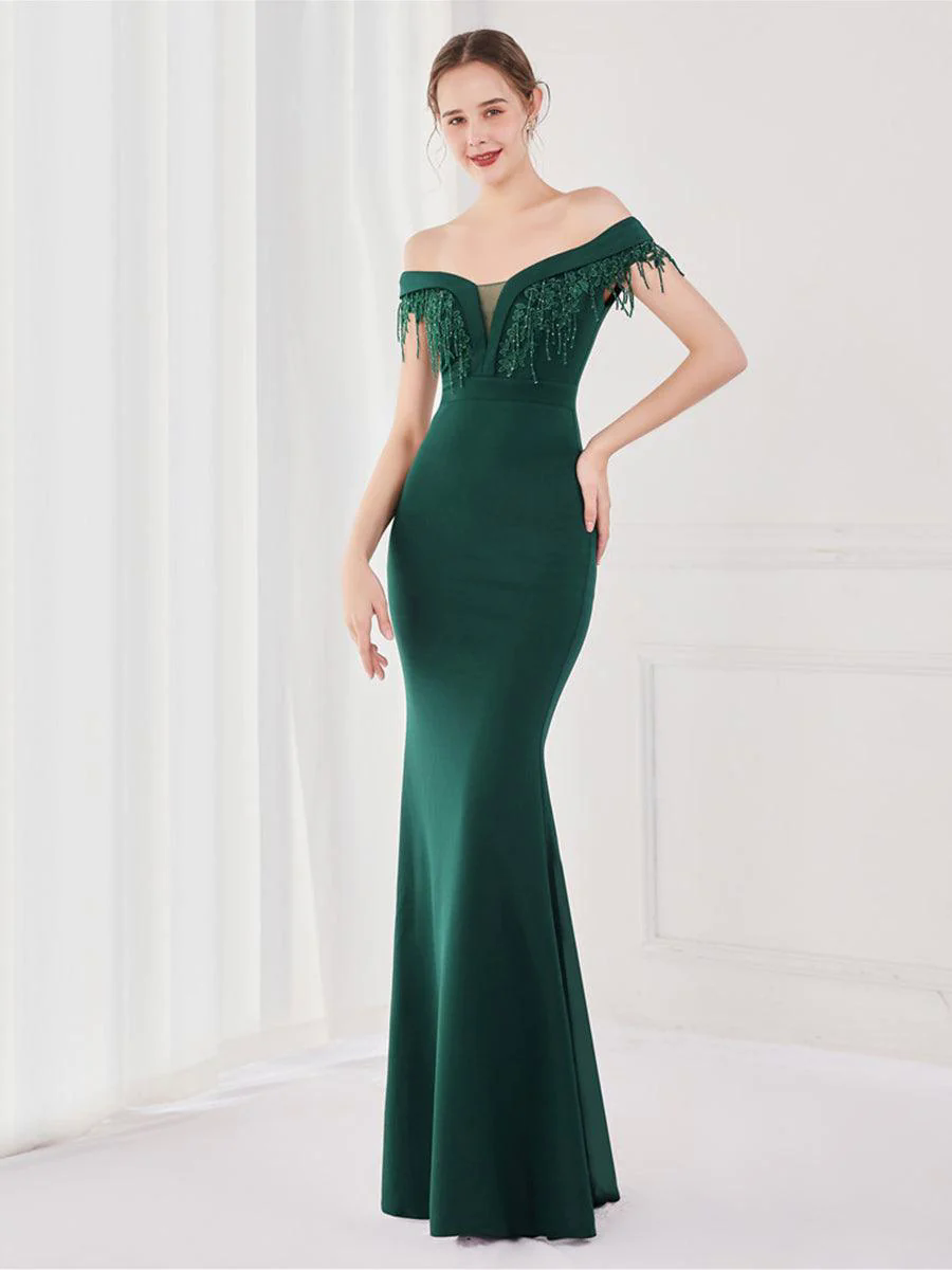 Off Shoulder Fringed Mermaid Prom Dress MYC2009 Off Shoulder Fringed Mermaid Prom Dress MYC2009
