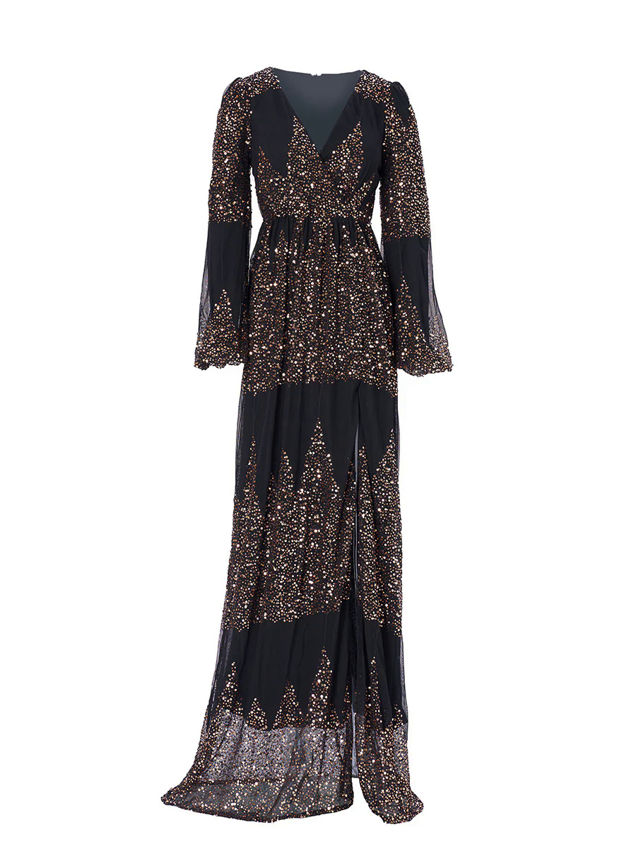 Sexy V-neck Slit Sequin Prom Dress GM00627 Sexy V-neck Slit Sequin Prom Dress GM00627