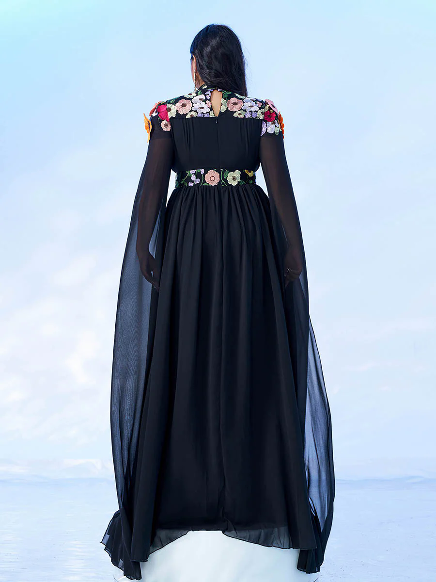 Plus Embroidered Floral Chiffon A-line Prom Dress PMES00397 Plus Embroidered Floral Chiffon A-line Prom Dress PMES00397