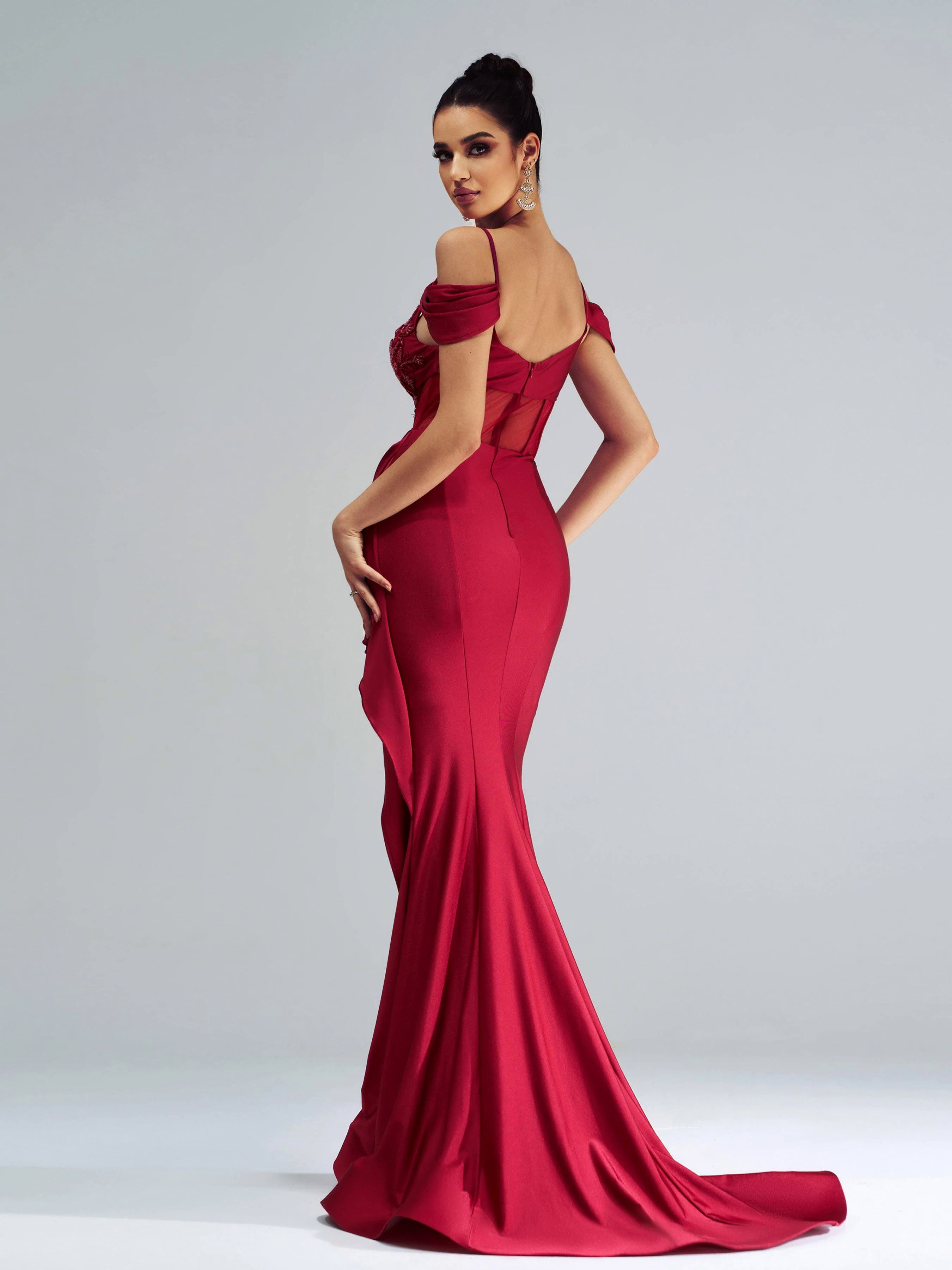 Red Embroidered Ruffled Mermaid Prom Dress DH80253 Red Embroidered Ruffled Mermaid Prom Dress DH80253