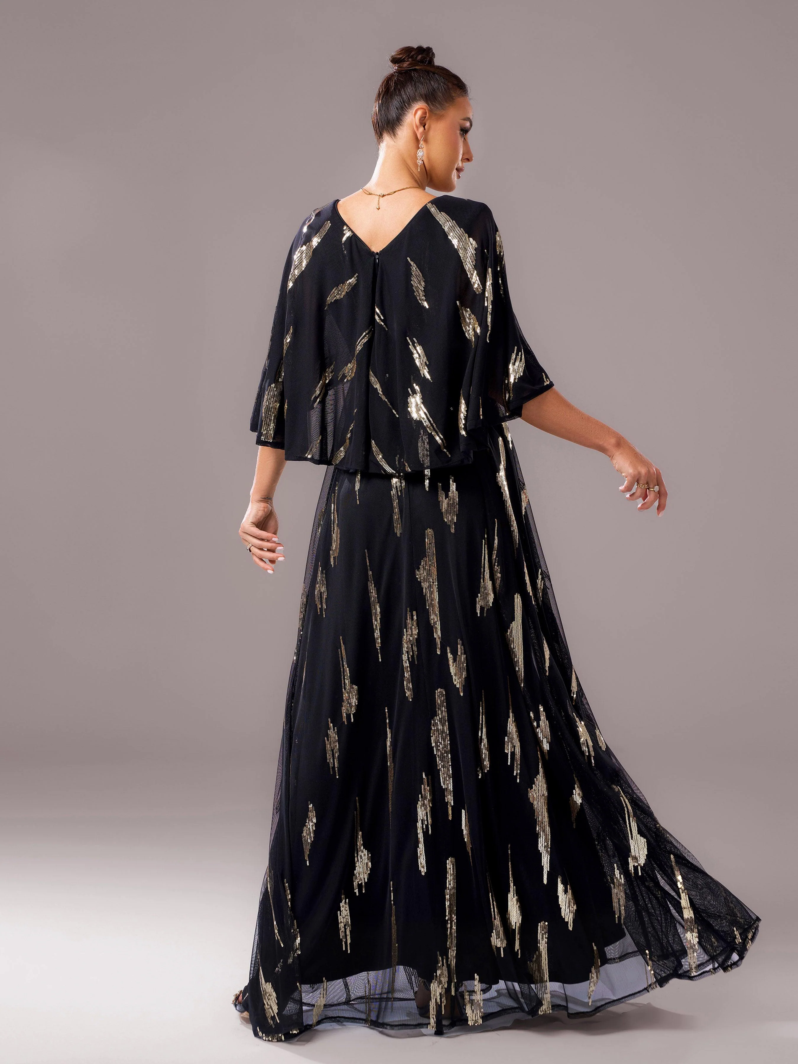 V-neck Loose Cape Sleeve Prom Chiffon Dress GM00638 V-neck Loose Cape Sleeve Prom Chiffon Dress GM00638