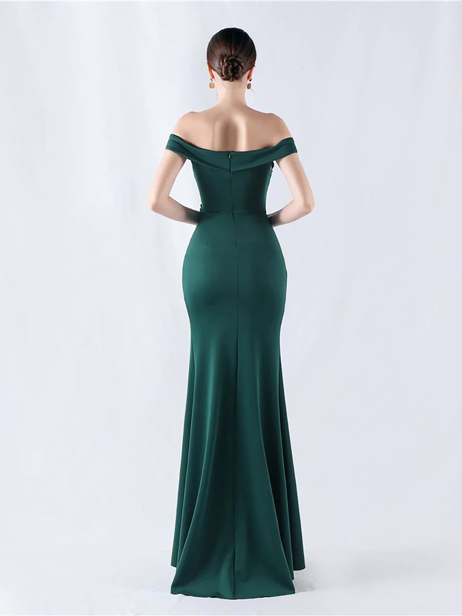 Off Shoulder Ruched Split Prom Dress MYN1003 Off Shoulder Ruched Split Prom Dress MYN1003