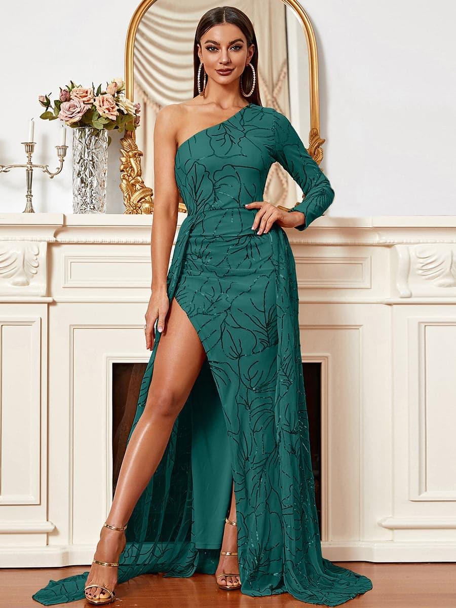 Formal One Shoulder Split A Line Dress XJ987 Formal One Shoulder Split A Line Dress XJ987