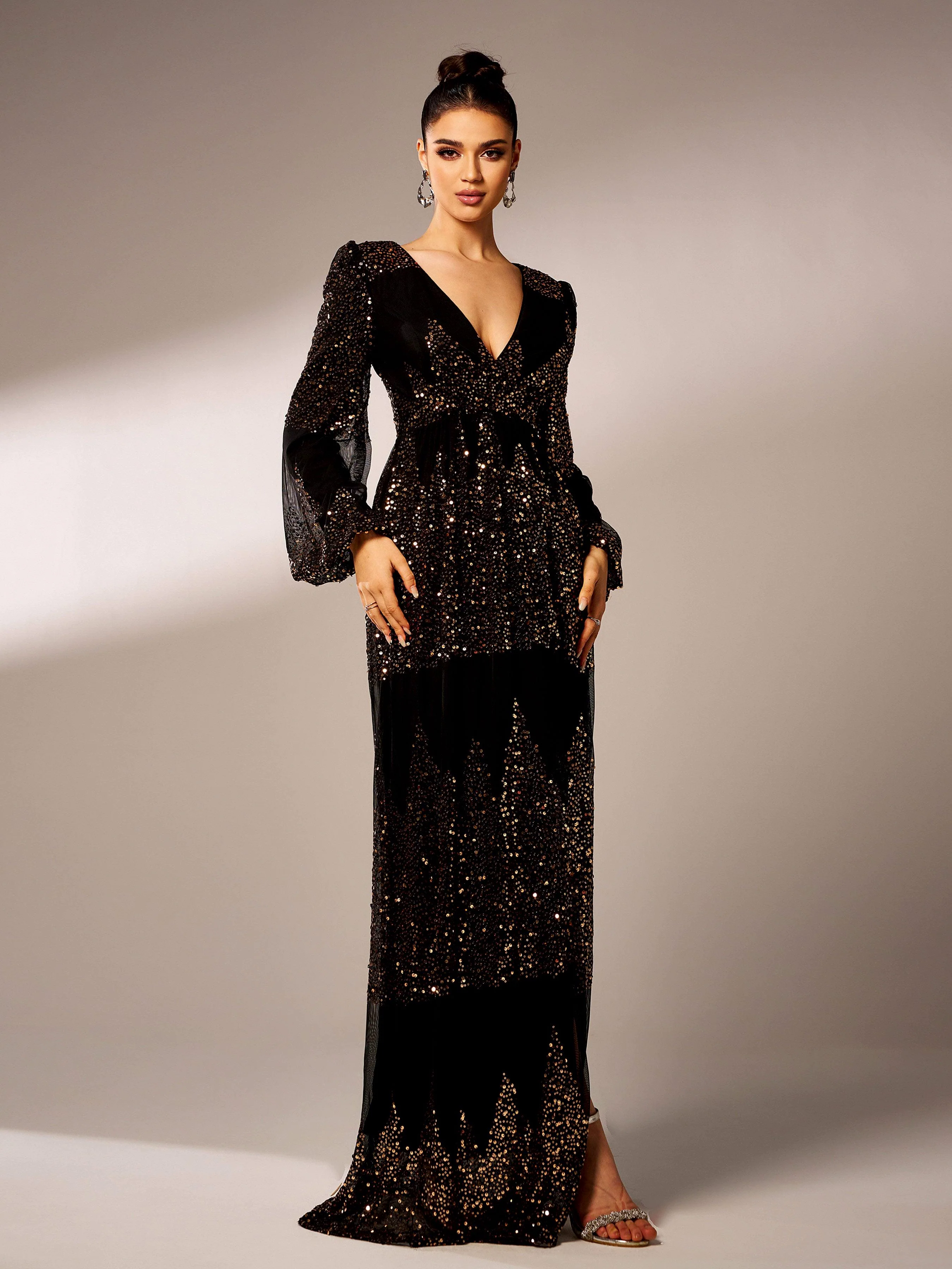 Sexy V-neck Slit Sequin Prom Dress GM00627 Sexy V-neck Slit Sequin Prom Dress GM00627