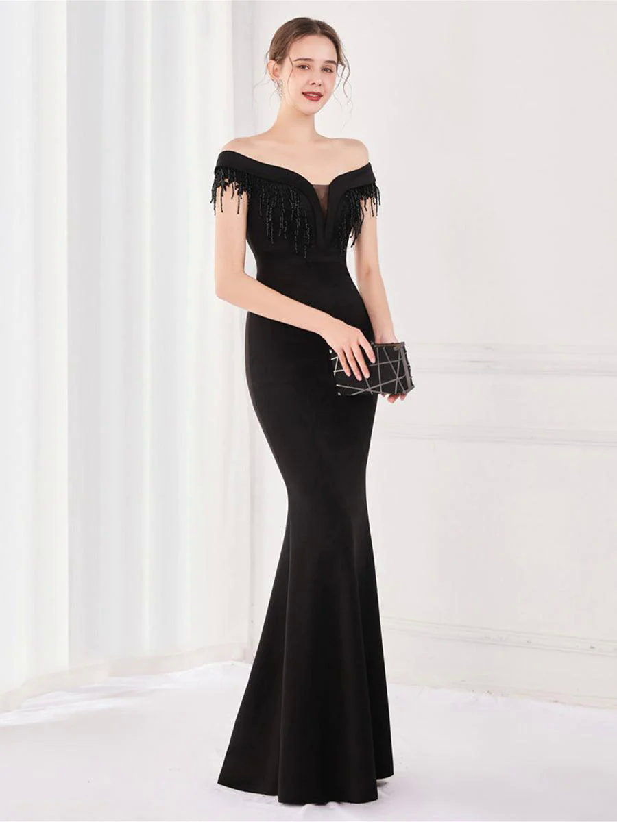 Off Shoulder Fringed Mermaid Prom Dress MYC2009 Off Shoulder Fringed Mermaid Prom Dress MYC2009