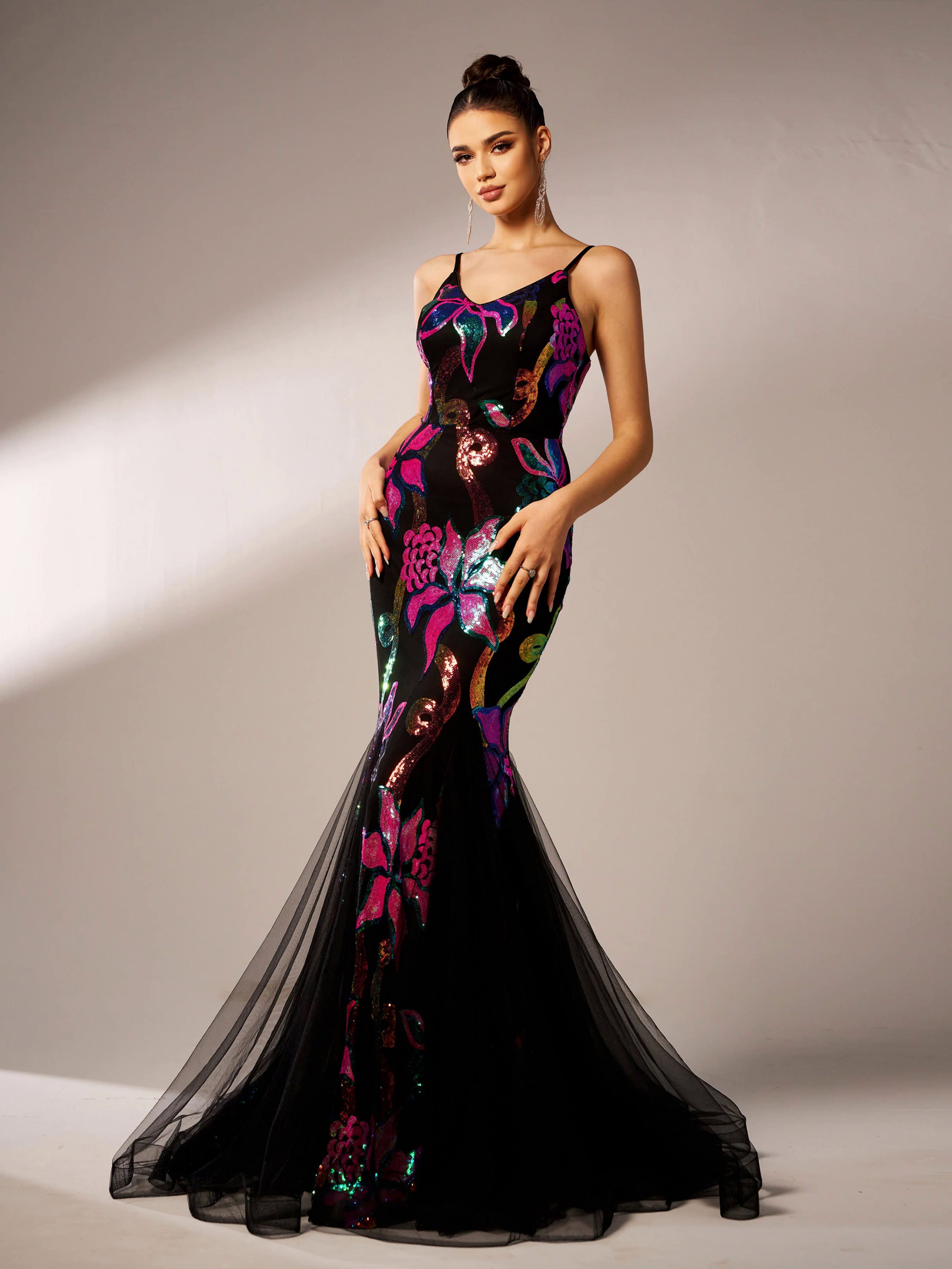 Sexy Spaghetti Strap Multicolor Mesh A-line Formal Dress RM21609 Sexy Spaghetti Strap Multicolor Mesh A-line Formal Dress RM21609