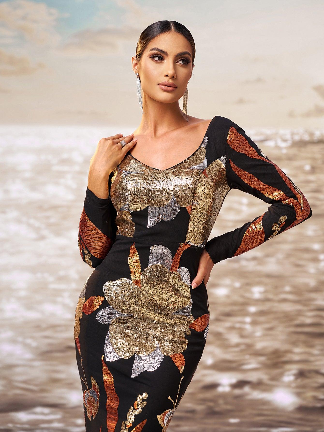 Long Sleeve Mermaid Sequin Prom Dress RM20924 Long Sleeve Mermaid Sequin Prom Dress RM20924