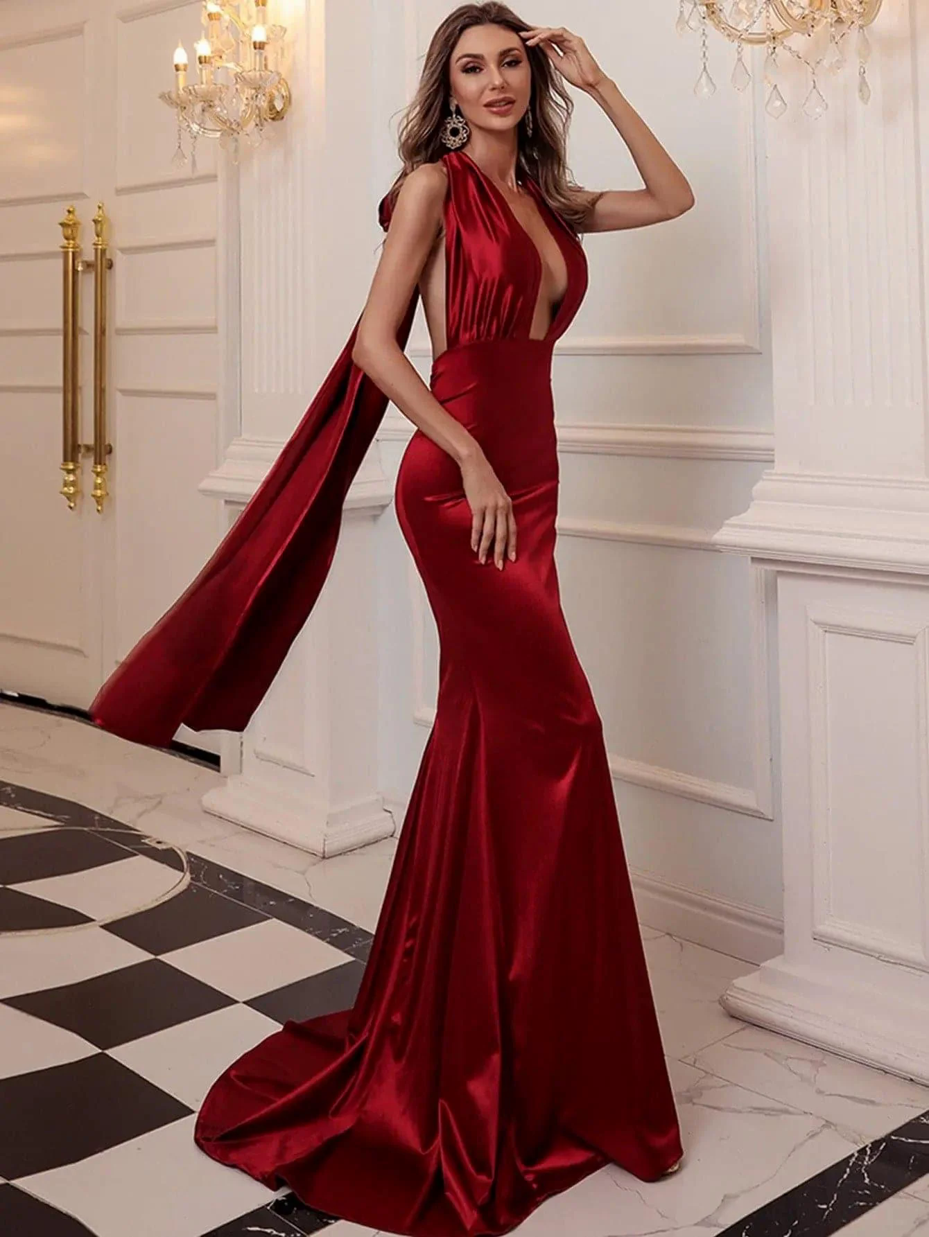 Convertible Maxi Satin Dress FT5035 Convertible Maxi Satin Dress FT5035