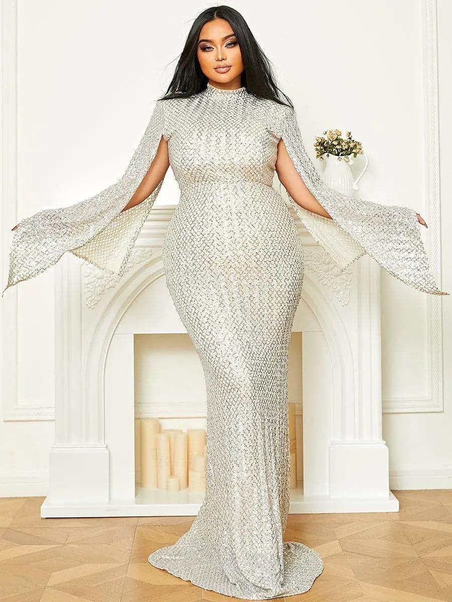 Glitter Bell Sleeve Mermaid Dress XJ1263 Glitter Bell Sleeve Mermaid Dress XJ1263
