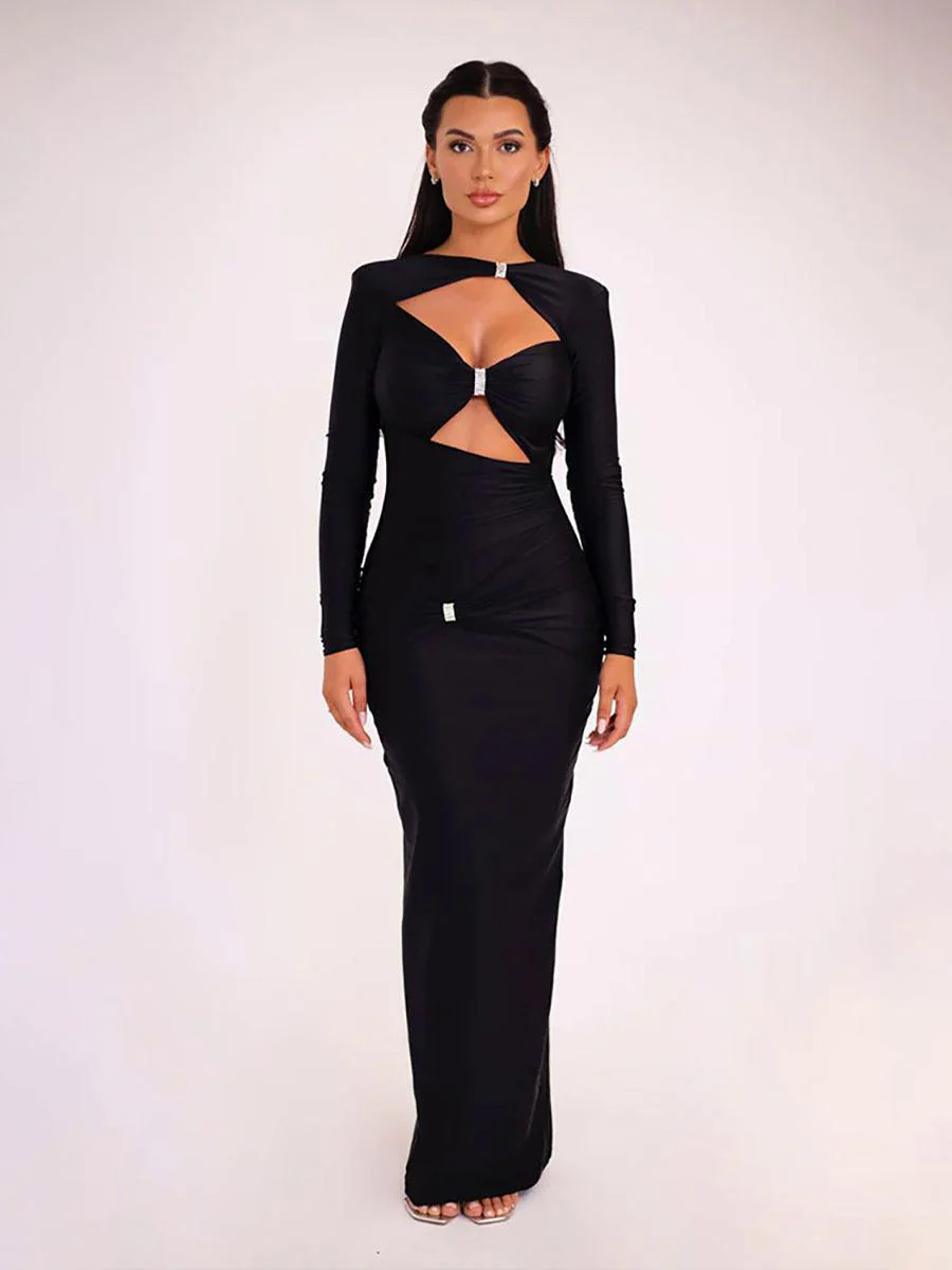 Metal Knot Cutout Long Sleeve Prom Dress MYC2026 Metal Knot Cutout Long Sleeve Prom Dress MYC2026