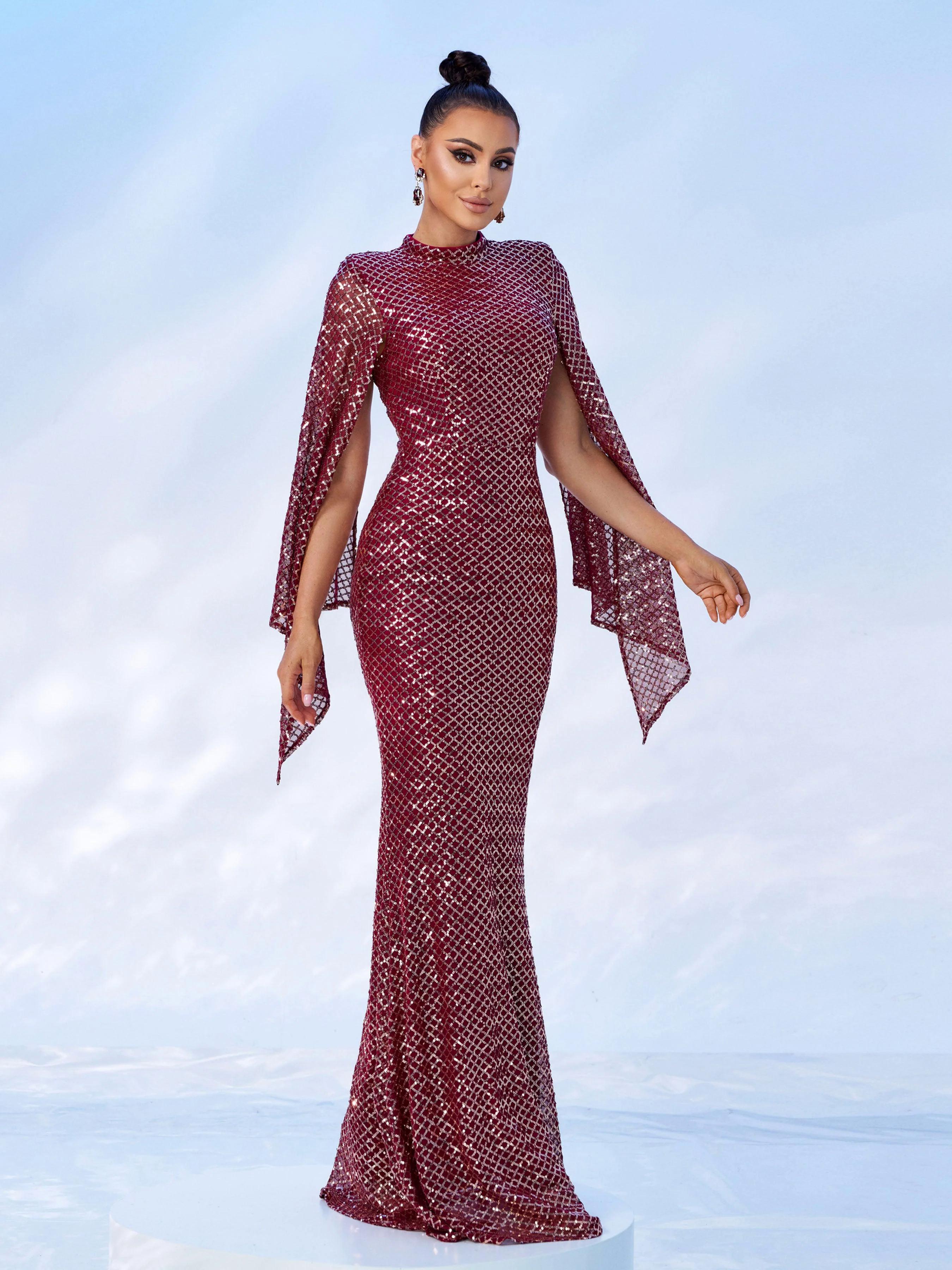 Glitter Bell Sleeve Mermaid Dress XJ1263 Glitter Bell Sleeve Mermaid Dress XJ1263