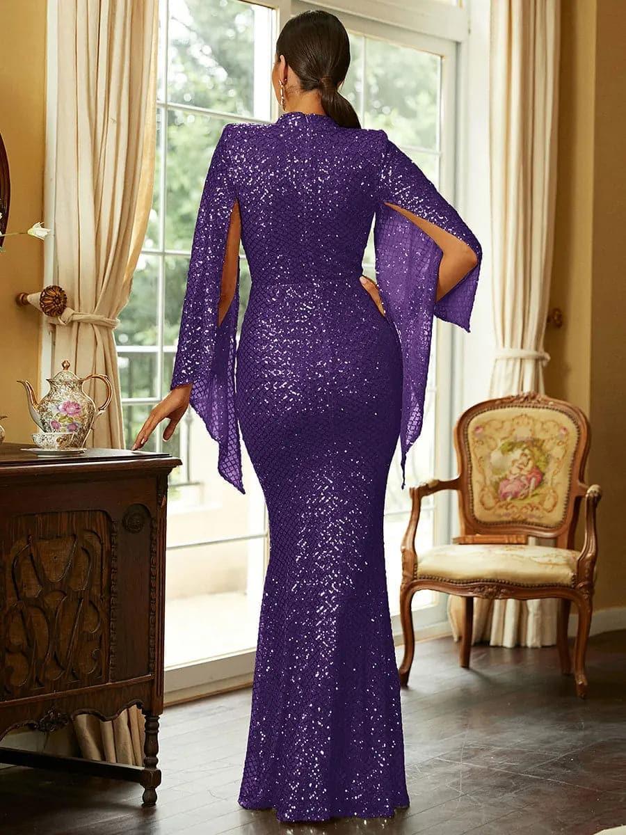 Glitter Bell Sleeve Mermaid Dress XJ1263 Glitter Bell Sleeve Mermaid Dress XJ1263