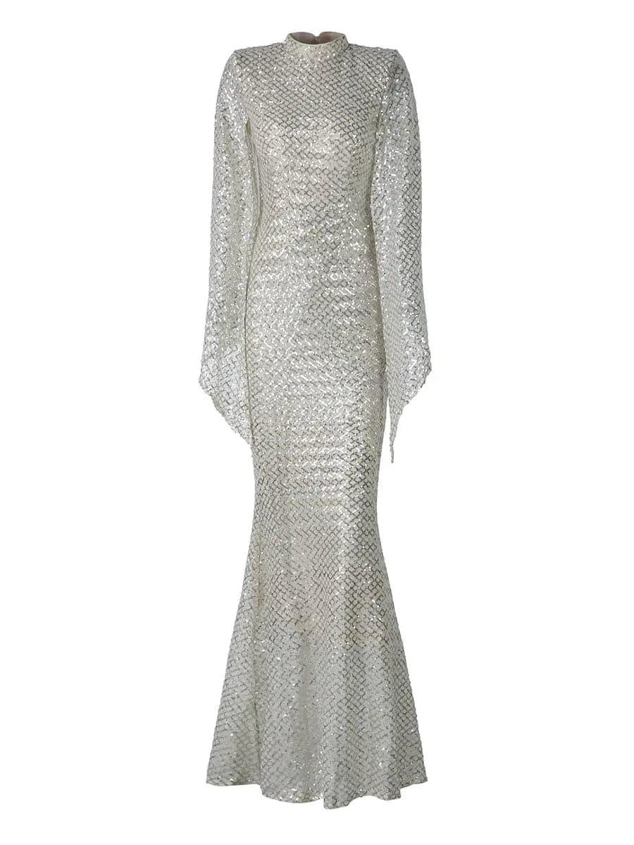 Glitter Bell Sleeve Mermaid Dress XJ1263 Glitter Bell Sleeve Mermaid Dress XJ1263