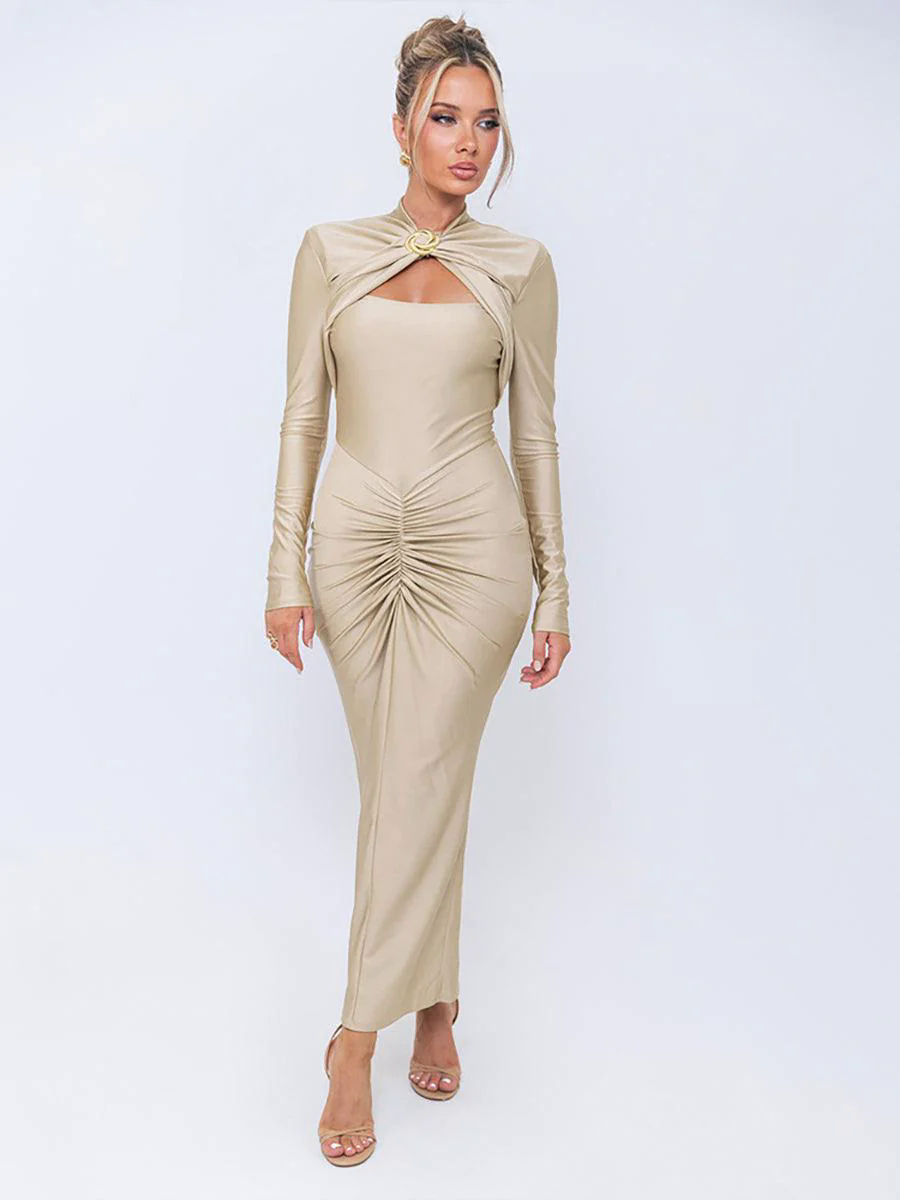 Classic Cutout Ruched Long Sleeve Prom Dress MYC20221 Classic Cutout Ruched Long Sleeve Prom Dress MYC20221