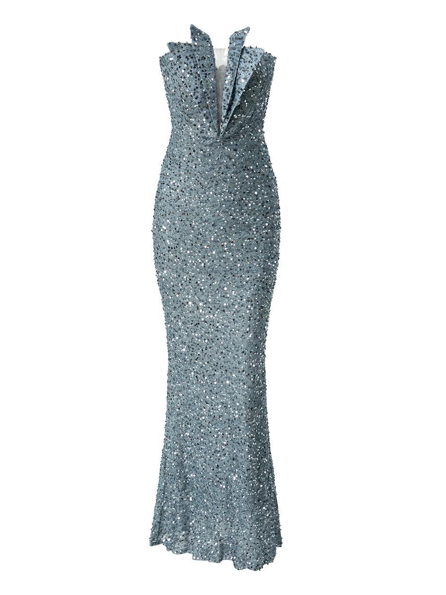 Strapless Folds Glitter Mermaid Prom Dress XJ978 Strapless Folds Glitter Mermaid Prom Dress XJ978