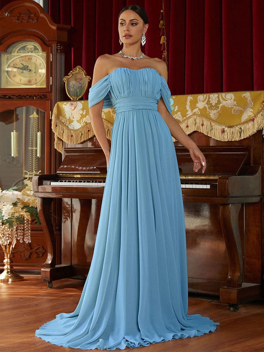 Off Shoulder Ruched Evening Dress RJ10007 Off Shoulder Ruched Evening Dress RJ10007