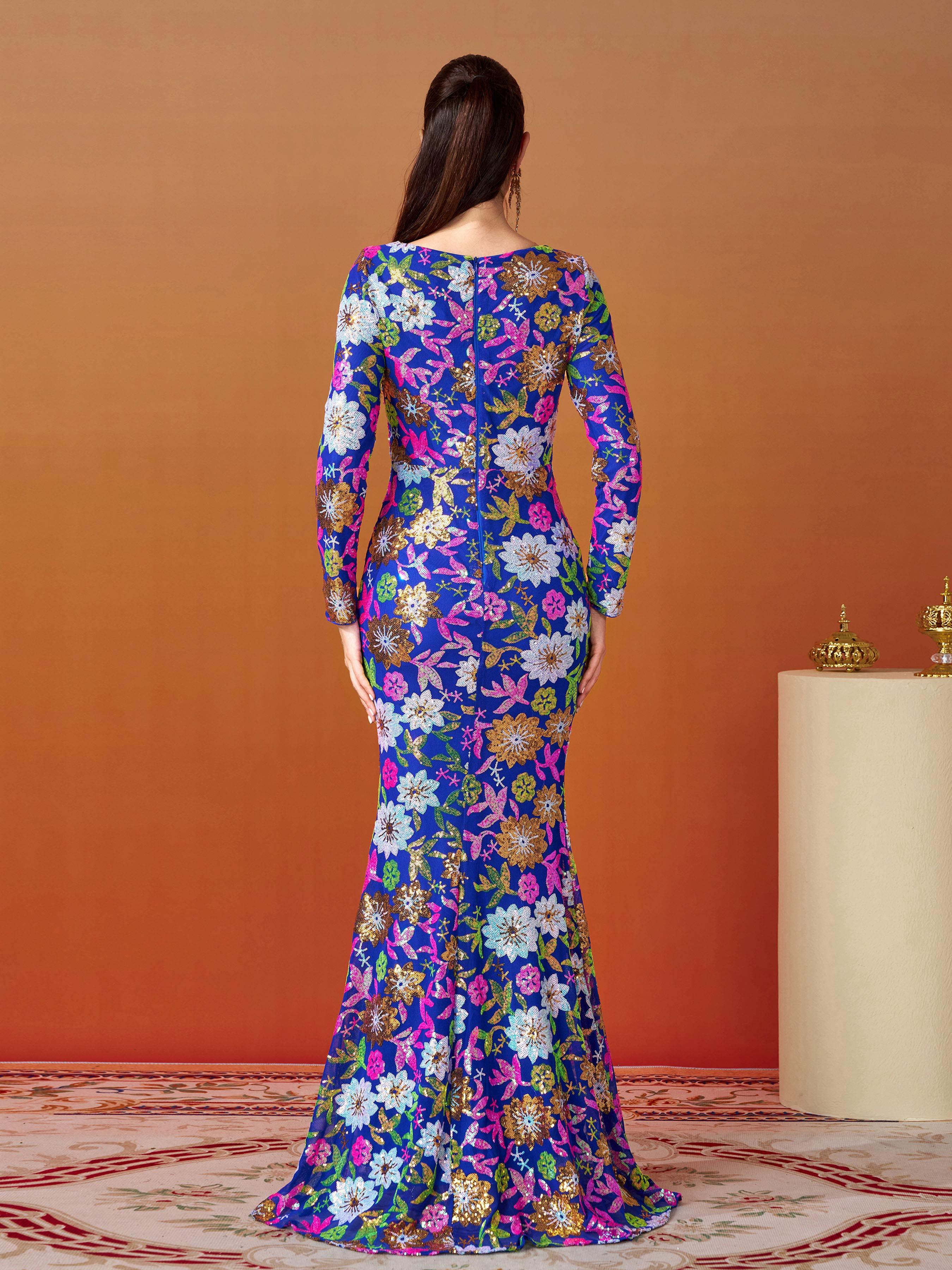 Crew Neck Floral Sequin Dress RJ10987 Crew Neck Floral Sequin Dress RJ10987