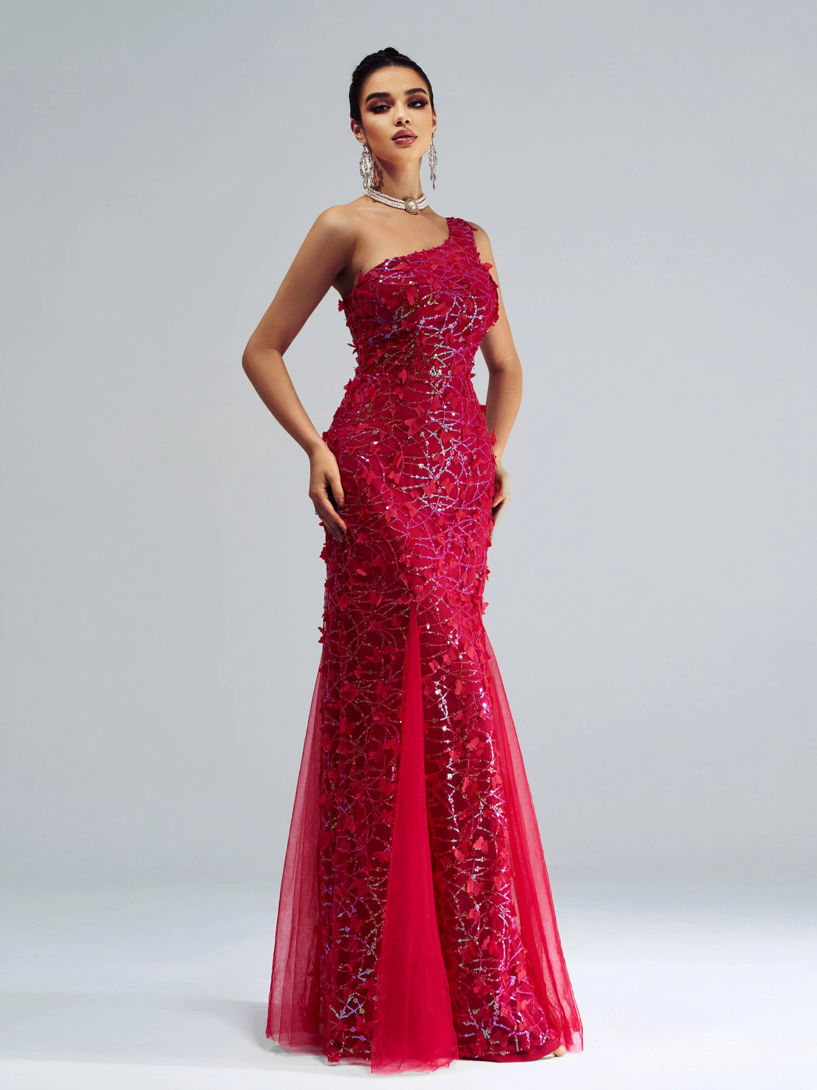 Butterfly Off Shoulder Sequin Mermaid Dress RH30893 Butterfly Off Shoulder Sequin Mermaid Dress RH30893