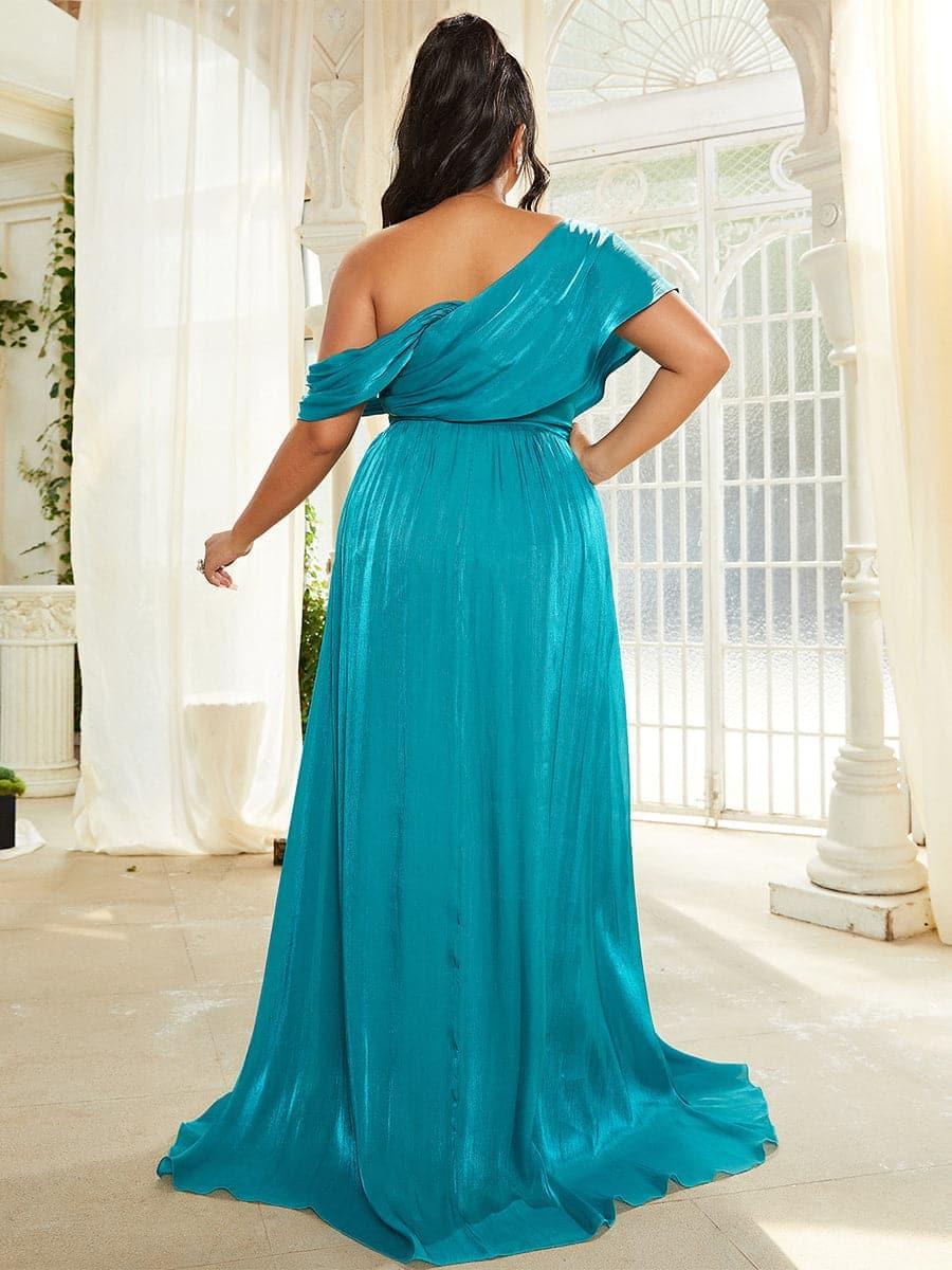 Plus Size One Shoulder A-Line Emerald Blue Bridesmaid Dress PXL079 Plus Size One Shoulder A-Line Emerald Blue Bridesmaid Dress PXL079