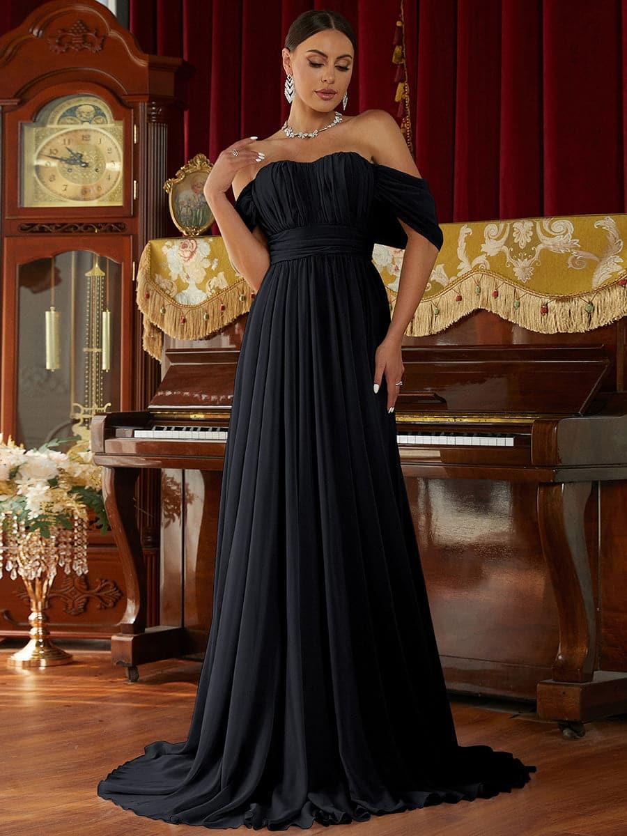 Off Shoulder Ruched Evening Dress RJ10007 Off Shoulder Ruched Evening Dress RJ10007