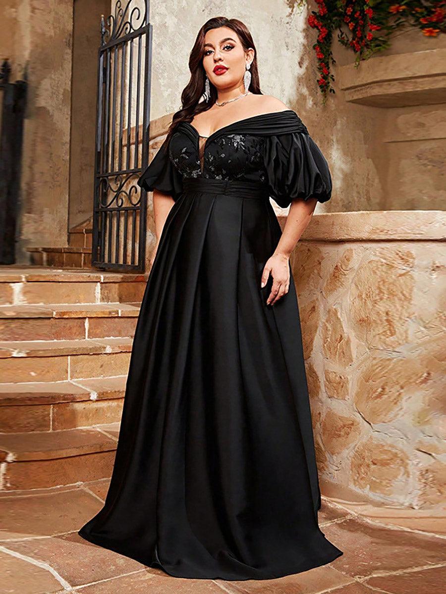 Plus Off Shoulder Swing Embroidery Prom Dress MCW0993 Plus Off Shoulder Swing Embroidery Prom Dress MCW0993