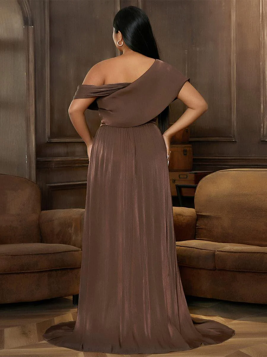 Plus Size One Shoulder A-Line Emerald Blue Bridesmaid Dress PXL079 Plus Size One Shoulder A-Line Emerald Blue Bridesmaid Dress PXL079