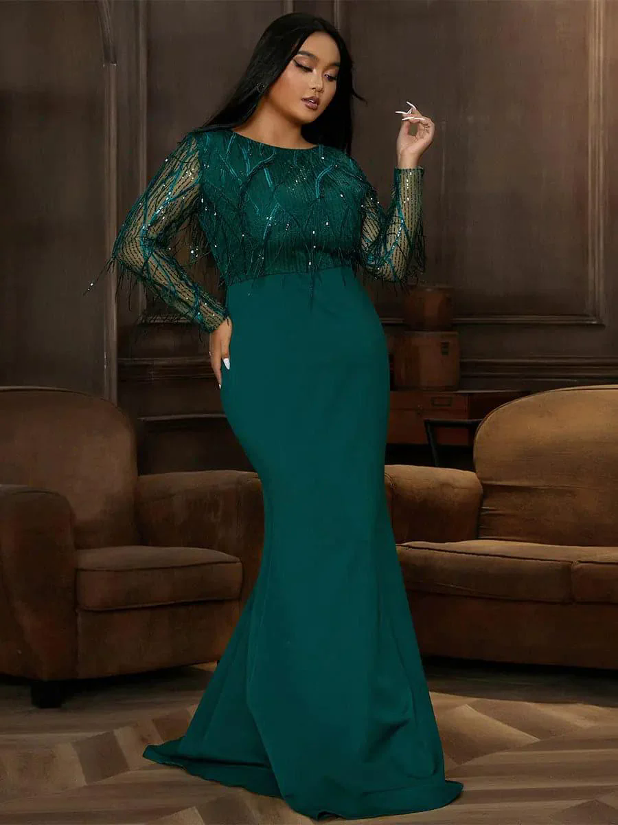 Plus Long Sleeve Fringed Maxi Dress PJMT1103 Plus Long Sleeve Fringed Maxi Dress PJMT1103