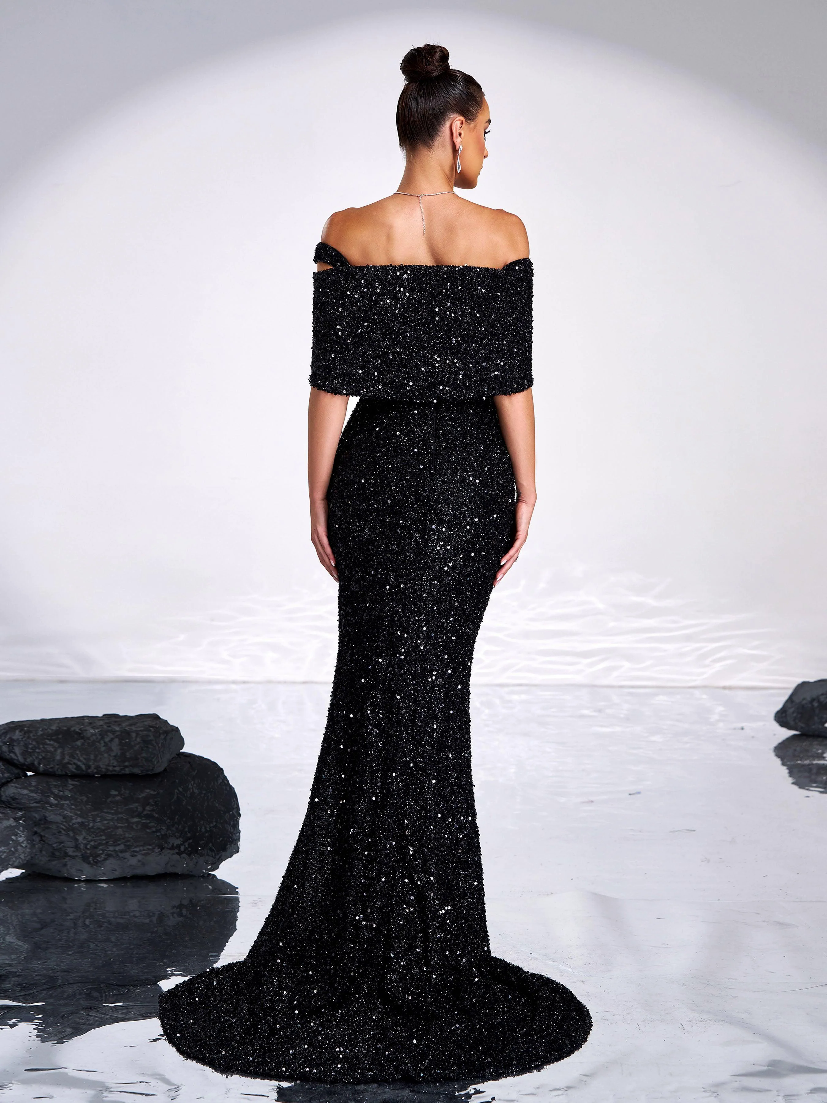Sexy V-Neck Off Shoulder Sequin Formal Mermaid Dress RJ11992 Sexy V-Neck Off Shoulder Sequin Formal Mermaid Dress RJ11992