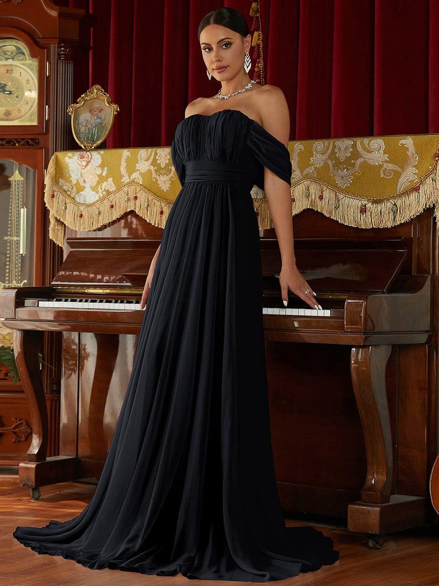 Off Shoulder Ruched Evening Dress RJ10007 Off Shoulder Ruched Evening Dress RJ10007