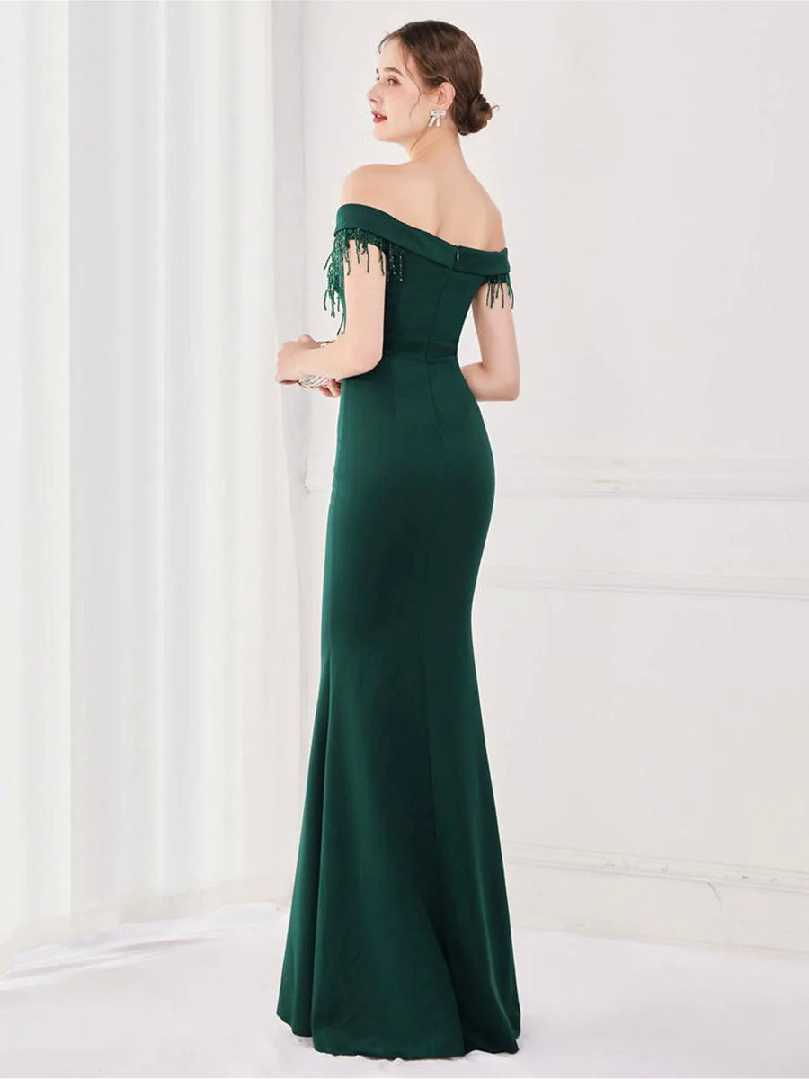 Off Shoulder Fringed Mermaid Prom Dress MYC2009 Off Shoulder Fringed Mermaid Prom Dress MYC2009