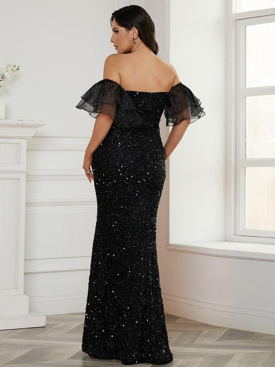 Off Shoulder Black Sequin Prom Dress WY69 Off Shoulder Black Sequin Prom Dress WY69
