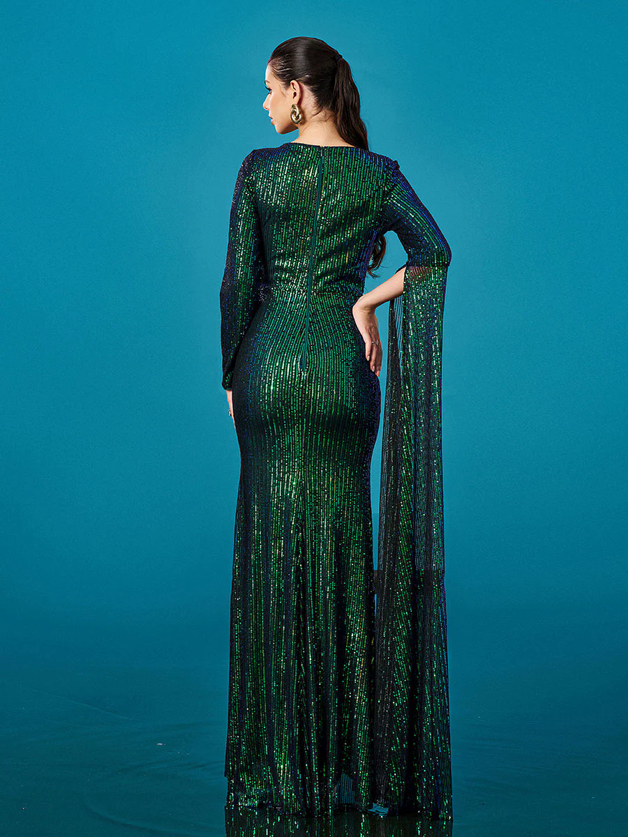 Green Embroidered Sequin Mermaid Formal Dress DH80403 Green Embroidered Sequin Mermaid Formal Dress DH80403